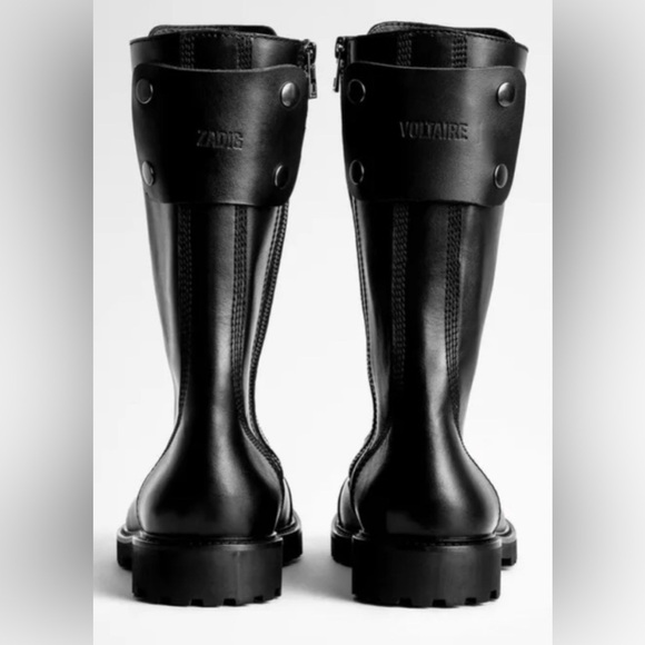 NIB ZADIG & VOLTAIRE Joe High Smooth Calfskin Moto Boots 39 US 8 Black Zipper - Picture 4 of 12